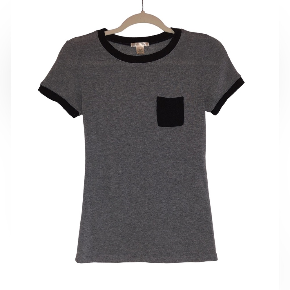 Gray and Black Colorblock TShirt Womens